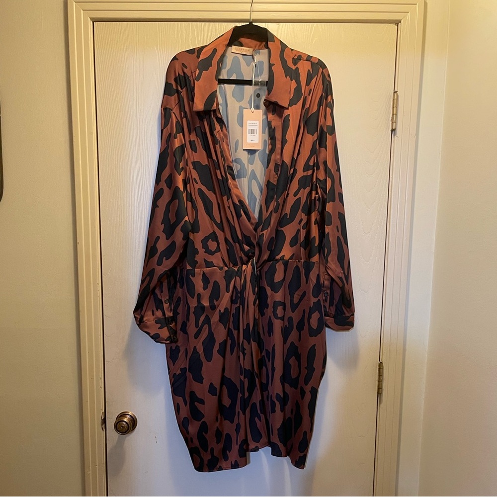 Leopard Print Shirt Dress Size 3X